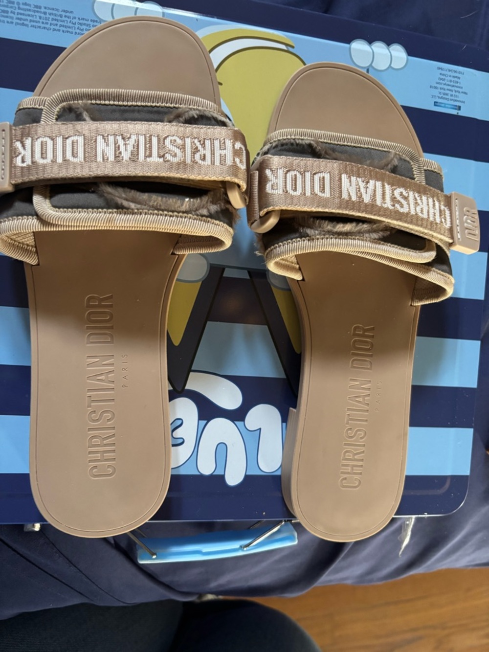 Dior Beige Logo Slide Sandals - Picture 3 of 8